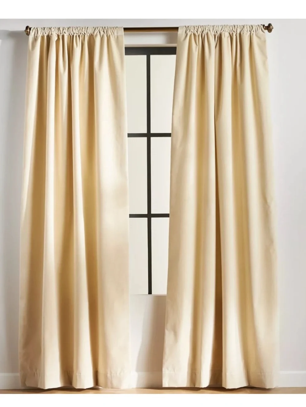 Anthropologie Matte Velvet Blackout Curtain Window Panels 4546 Cream 50x84 {2}